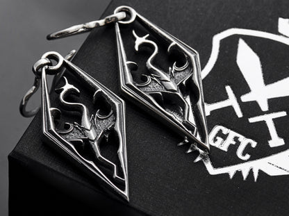 {{jewelry_for_geeks}} - {{ GameFanCraft}} Earrings Silver Elder Scrolls Imperial Dragon earrings