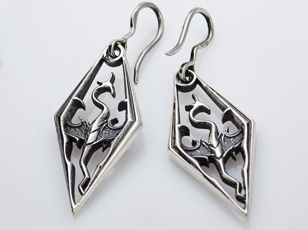 {{jewelry_for_geeks}} - {{ GameFanCraft}} Earrings Silver Elder Scrolls Imperial Dragon earrings