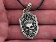 {{jewelry_for_geeks}} - {{ GameFanCraft}} Pendant Silver Gothic Brutal Pendant with skull and sword