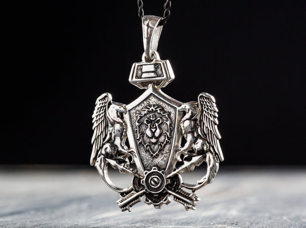 {{jewelry_for_geeks}} - {{ GameFanCraft}} Pendant Silver Alliance Pendant from the World of Warcraft