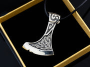 {{jewelry_for_geeks}} - {{ GameFanCraft}} Pendant Silver Viking pendant battle Axe, Celtic pattern jewelry, Scandinavian triskele pendant