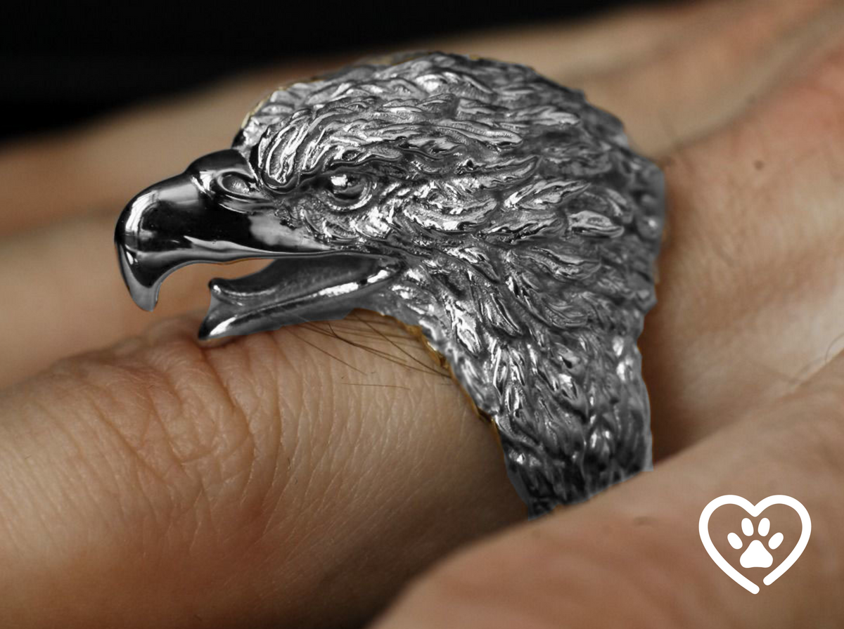 Silver Handmade Eagle Head Ring | Gothic Style & Animal-Inspired 