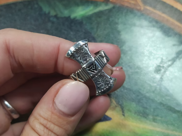 {{jewelry_for_geeks}} - {{ GameFanCraft}} Rings Silver Valknut Viking Ring with runes