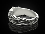 {{jewelry_for_geeks}} - {{ GameFanCraft}} Ring Silver Sleeping Wolf band ring, animal design jewelry