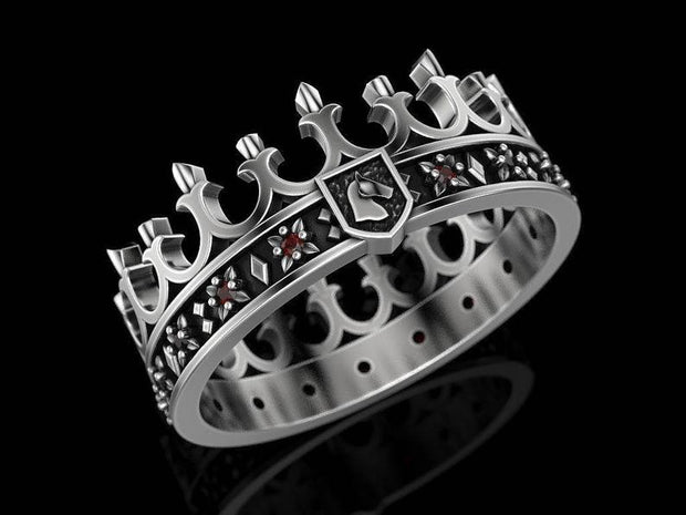 {{jewelry_for_geeks}} - {{ GameFanCraft}} Ring Silver Heraldic Crown Ring