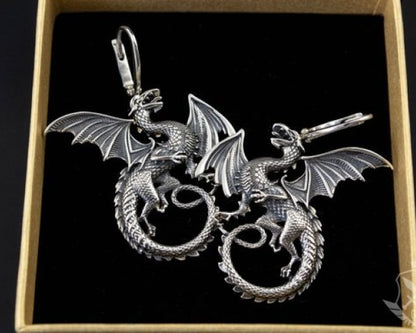 {{jewelry_for_geeks}} - {{ GameFanCraft}} Set Sterling Silver Targaryen Dragon Jewelry Gift Set