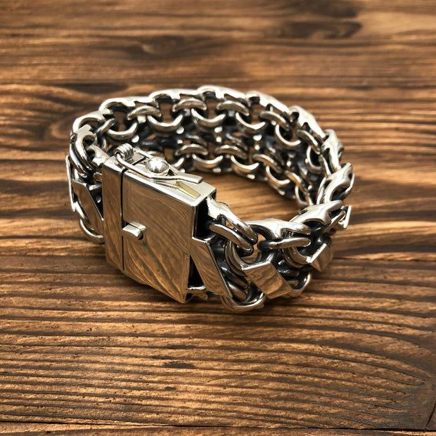 {{jewelry_for_geeks}} - {{ GameFanCraft}} Bracelet Wide Silver bracelet "Double Bismarck"