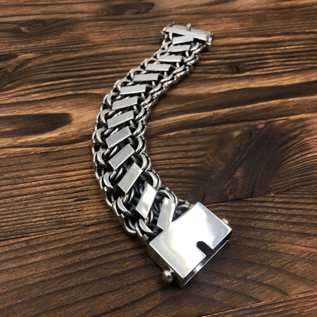 {{jewelry_for_geeks}} - {{ GameFanCraft}} Bracelet Wide Silver bracelet "Double Bismarck"