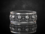 {{jewelry_for_geeks}} - {{ GameFanCraft}} Ring Silver Skull ring with heraldic lilies