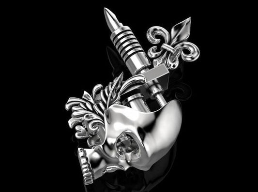 {{jewelry_for_geeks}} - {{ GameFanCraft}} Pendant Silver Tattoo Machine pendant