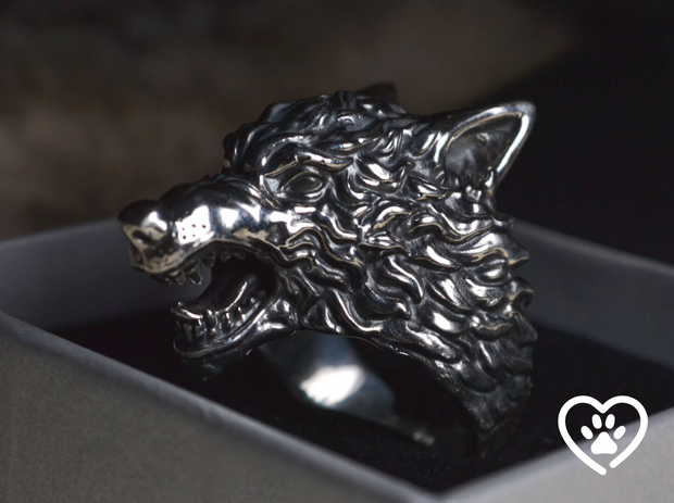 {{jewelry_for_geeks}} - {{ GameFanCraft}} Ring Silver Wolf Head Ring